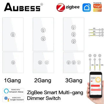 Aubess Smart ZigBee Multi-gang Prekidač za podešavanje svjetline svjetlosti Neovisno Upravljanje Tuya APP Control Radi Alexa Google Home Gang 1/2/3