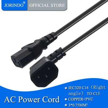 JORINDO 0,3 m/1 ft IEC320 C13-C14 pravokutni kabel za napajanje izmjenične struje, C14 nožica-C13 nožica 3-kanalni kabel-ac, 10A/250V