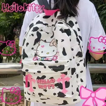 Domaći Ruksak Sanrio Hello Kitty S Grafitima, Crtani Slatka Japanski Torba Za Djevojčice, Studentski Ruksak Velikog Kapaciteta, Torba-Тоут, Dar