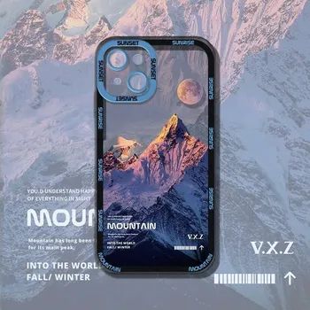 Estetski Snow Mountain Prozirna Torbica Za Telefon iPhone 13 12 11 14Pro Max X XS XR Luksuzni Mekani Prozirni Silikon šok-dokaz Torbica