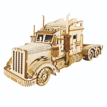 Kreativni DIY Pokretna Zapadni Kauboj Teški Kamion 3D Drveni Model Zagonetke Skupština Obrazovanje Dječje Igre Igračke Za Djecu, Mlade Odrasle osobe