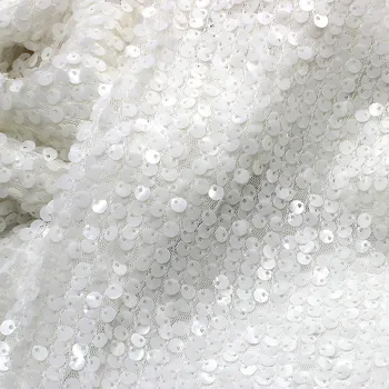 Cvjetne čipke tkanina Sa šljokicama prekrivena šljokicama, boja slonove kosti, mliječno-bijelo platno s vezom šljokicama, 5 mm, proziran пайетка