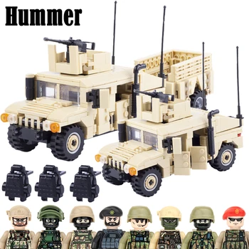 Vojna Oklopna Vozila Hummer Gradivni Blokovi MOC WW2 Američki Tenk Suv Vojne Figure Vojnika Model Oružja Cigle Igračke Poklon
