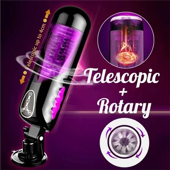 Muški Masturbator Električni Klip Grijač Automatski Vibrator 10 Vrsta Rotacije Teleskopski Pametni Glasovne Masturbiraju Seks-Igračke za Muškarce