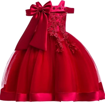 Elegantna Haljina Princeze za Djevojčice Grašak s Lukom 2021, Dječji Božićni Odijelo Za Zastupanje, Dječje Haljine Za Djevojčice 2, 4, 8, 10 godina
