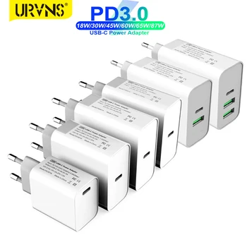 URVNS USB C PD 3,0 Punjač, PD87W 65 W 45 W 30 W ac Adapter Tip C PPS Brzo Strujni Punjač za iPhone 14/13, MacBook Pro, iPad, S21/S20