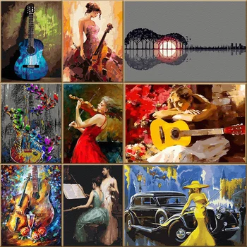 DIY Slike Po Brojevima Glazba San Violina I Gitara Slika Bojanje Po Brojevima Na Platnu Ukras Za Dom Jedinstveni Dar