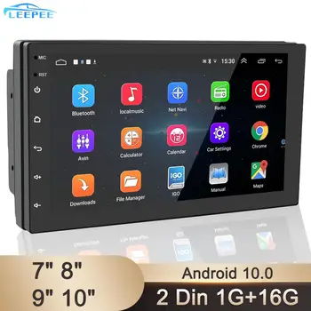 2 Din Android 10,0 MP5 Player Auto Radio Multimedija GPS Navigacija, Bluetooth i WiFi 1 + 16 GB 7/8/9/10 Inčni HD zaslon Osjetljiv na dodir