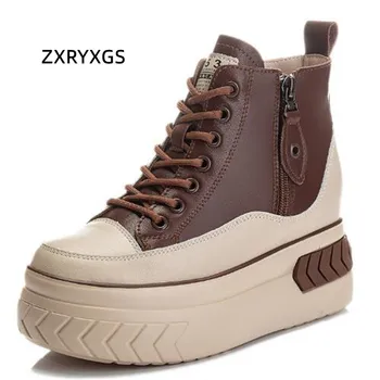 ZXRYXGS/cipele na platformu od prave kože za proširenje Rast, Jesenje tanke cipele 2022 godine, Lagan, Udoban Zimske cipele, ženske Tenisice