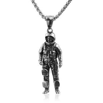 NOVA Moda 3D Astronaut Privjesak Lanca I Ogrlice Galaxy Svemir Astronaut Klasicni 316L Nehrđajućeg Čelika Za Muškarce Hip-Hop Lanca I Ogrlice