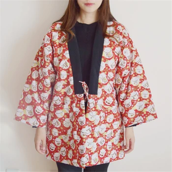 Japanska Zimsko Хантен Debelo Toplo Tradicionalno Donje Kimono Хаори sa Pamučnom Postavom, Slobodno Kaput U retro stilu, Юката
