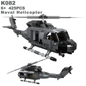 425 kom. Model aviona Mornarice helikoptera, Skup sastavnih blokova, Dječje Igračke Za Poklon Za Rođendan, Cigle Za Dječake 6 + godina, K082