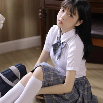 Japanski Školski Oblik JK Mornar Odijelo Žene Djevojka Anime Košulja Плиссированная Suknja Odijelo, Bijela, Ucenice Korejski Srednjoškolci