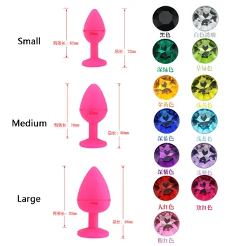 Šarene Male Srednje Velike Siguran Silikonski Analni Čepovi sa Dekoracijom u obliku Kristala Dildo Analni Čep za Vaginalni Seks Igračke za Žene i Muškarce BDSM-a