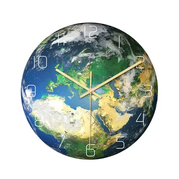 3D Akril Sjajni, Zidni sat sa slikom Zemlje, Sjaj u Tami, Bešumni Brojke, Viseće sat s prikazom Zemlje, suvremeni Ukras za dom, Dnevni boravak