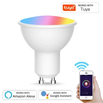 Gu10 Reflektor WiFi Pametna Žarulja Tuya 5 W RGB + CW (2700-6500 K) Pametna lampa sa podesivim svjetline, daljinsko upravljanje, Rad s Alexa Google Home