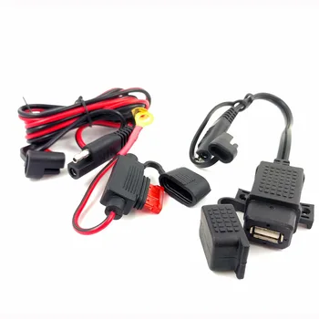 DIY SAE USB Adapter Kabel Vodootporan USB Punjač Brzi 2.1 A Luka sa Ugrađenim Osiguračem za Moto Mobilnog Telefona, Tableta GPS