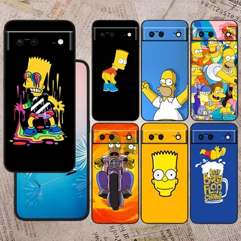 Slatka Crtani the Simpsons Za Google Pixel Pro 6 6A 5A 5 4 4A XL 5G Crna Torbica Za telefon šok-dokaz Torbica Mekana Torbica Fundas Coque Capa