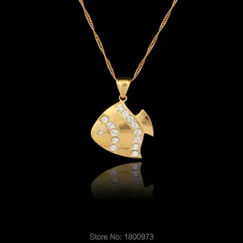 Kristalna Slatka Privjesak u obliku Ribe Za žene i muškarce. Zlatna Boja Privjesci i Ogrlice Arapski Afrički Dizajn Besplatna dostava