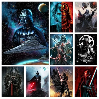 Star Wars Darth Vader S Crvenim Svjetlom Mačem Diamond Art Slikarstvo Znanstvena Fantazija Zli Čarobnjak Za Vez Križić Kompletne Setove Dekor