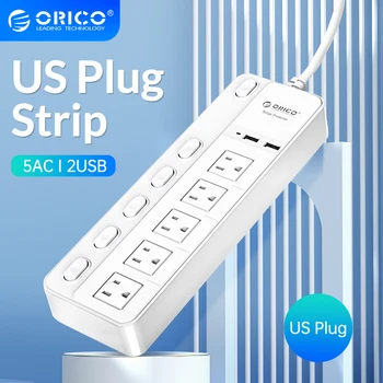 ORICO 5 Utičnica ac Power Strip US Plug 2 USB priključka za Punjenje s prekidačem za upravljanje Produžni Kabel za Električna Višestrukih Utičnica
