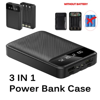 Brzo Punjenje Power Bank Torbica Removabl 3 u 1 Žica DIY ПоверБанк USB Type C Akumulatorske Kutije Za Pohranu Xiaomi Bez Baterije