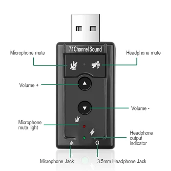Kebidu Mini USB 2,0 Zvučna Kartica 7,1 Kanalni 3D Virtualni 12 Mbit/s Audio Mikrofon Zvučnik Adapter za Desktop RAČUNALA i Laptopa