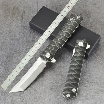 Super Kvalitetan Japanski Stil, Taktički Nož na Sklapanje Sharp Tanto D2, Čelična Oštrica Visoke Tvrdoće, Lovački Alat Za Opstanak EDC, Alat Za Kampiranje