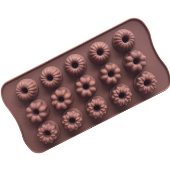 15 Rupa U Obliku Cvijeta Silikonska Forma Za Čokoladu Polica Za Kockice Leda DIY čokolada gluposti Keks Oblik Za Pečenje Žele Desert Puding Kalup Za Pečenje k895
