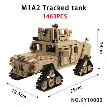 KAZI 10000 1463 KOM 2-u-1 Tenk je Oklopno Vozilo Tehnologija je Gradbeni Blok M1A2 Prate Tenk Model Dječja Igračka Darove Za Dječake Na Rođendan