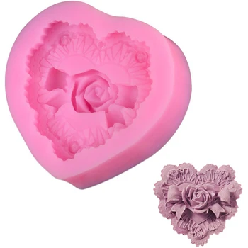 3D ručni fondan torta uređenje alati srce ljubav je ruža cvijet luk silikon sapun kalup DIY čokolada sapun obrazac za izradu