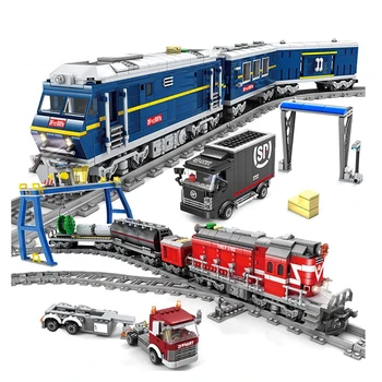 Gradski high-tech Vlak Harmony high-Speed Željeznički Motor Vojno Vozilo Gradivni Blokovi RC Trag Cigle Dječja Igračka