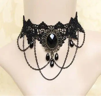 Klasični lijep dizajn crna čipka s perle ovjesa na lanac тессель modni ovratnik ogrlica ogrlica