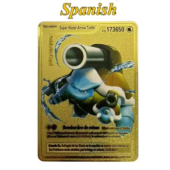 Španjolski Metalni Pokemon Slova Charizard Vmax Tvrdi Iron Pokimon Kartice Picchu Mewtwo Gx Ex Zlatni Rijetka Kartica Anime Картас Igre Igračke