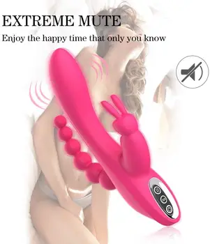 Vibrator G Spot Rabbit Za Ženskog Klitorisa Sa 7 Moćnom Vibracijom Duše Punjiva 3 U 1 Anal Stimulirajući Dildo-Maser Za Klitoris