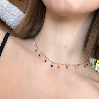 Novi elegantni Šareni Kamen privjesak Lanac ogrlica e girl ogrlica 90 s estetske pribor ogrlica nakit ogrlice lanci i igirl