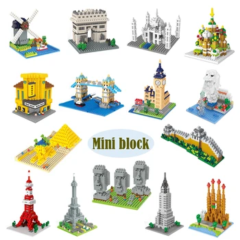 Mini Blok Biljka Poznat Svjetske Arhitekture Big Ben Sfinge DIY Model Mikro Dijamant Plastične Gradivni Blokovi, Igračke Za Djecu
