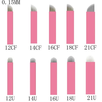Pink 0,15 mm CF12/14/16/18/ 21 klinac i U obliku slova Ručno Tetoviranje Obrva za Jednokratnu upotrebu Skloni Igla Za Eyeliner Микроблейды Za Tetoviranje