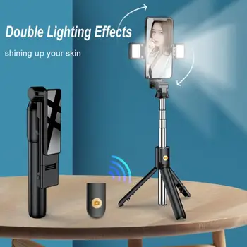 2021 Prijenosni 3 U 1 Bežična Bluetooth-kompatibilna naglavna селфи-stick sa prstenastim svjetlom tronožac za sve smartphone Photo Live Vide