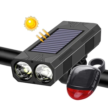 1200 mah MTB Solarni Bicikl Svjetlo za Maglu Biciklistička Svjetiljka 2*30 Led Prednje Svjetlo Bicikl Solarne Energije Pribor Za Bicikle