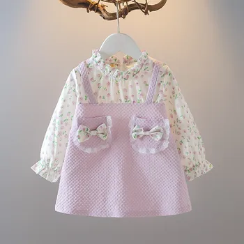 Lawadka/proljeće haljine s po cijeloj površini za djevojčice od 6 do 36 m, slatka odjeća za djevojčice, Modna odjeća za novorođenčad, bebe haljina princeze, 2022