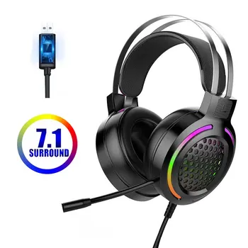 KINGSTAR Gaming Slušalice Žičani Геймерские Slušalice 7,1 Surround Zvuk Stereo Slušalice USB Mikrofon Dah RGB Svjetlo Za PC