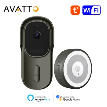 Pametni video interfon AVATTO s kamerom 1080P, сверхширокий kut gledanja Tuya 170 °, WiFi video interfon, radi za Alexa, Google Home